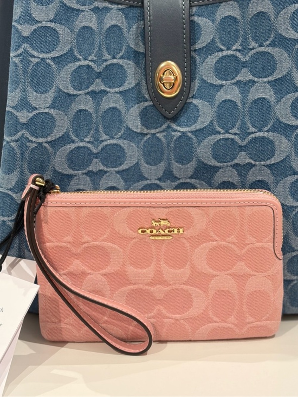 COACH Corner Zip Wristlet Wallet In Signature Denim